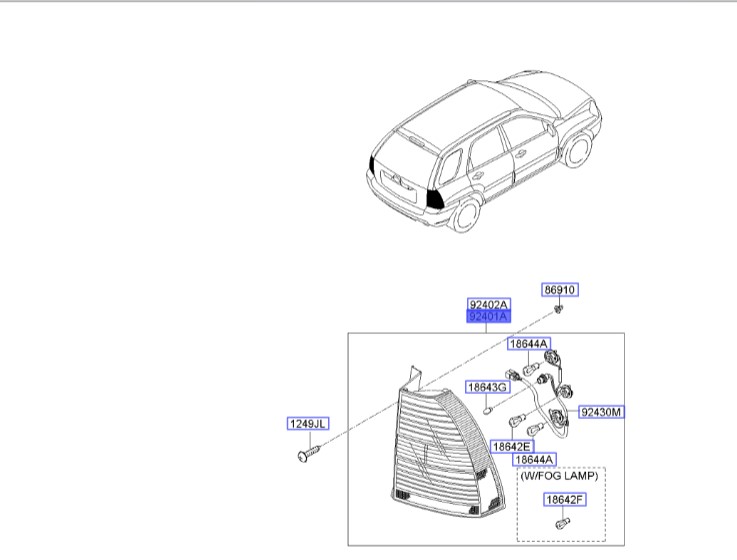 چراغ خطر عقب چپ اسپورتیج | Hyundai/KIA Genuine Parts – MOBIS | اسپورتیج KM مدل 2008 تا 2010