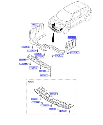 قاب بغل موتور چپ هیوندای ولستر  Hyundai/KIA Genuine Parts – MOBIS  291302V000