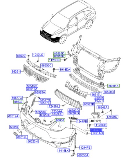 دیاق سپر جلو گوشه چپ کوچک Hyundai/KIA Genuine Parts – MOBIS  IX55  865773J010 