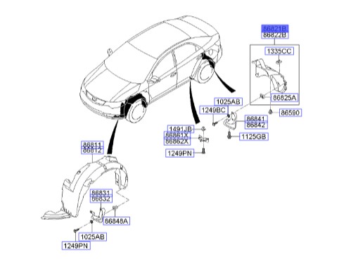 شل گیر چرخ عقب چپ سراتو 2010 | Hyundai/KIA Genuine Parts | سراتو مدل 2010 . سراتو کوپه مدل 2010 تا 2013  868211M000