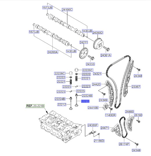سوپاپ هوا سراتو | Genuine Parts | جنسیس کوپه– سوناتا–سانتافه – توسان ix35 و TL – سراتو – اپتیما      222112G000     