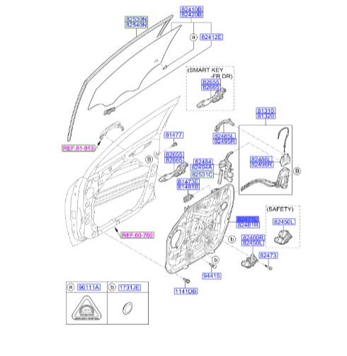ریل شیشه بالابر درب جلو چپ هیوندای Hyundai/KIA Genuine Parts – MOBIS  IX35  82471D3011
