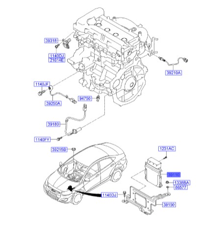 کامپیوتر ECU اکسنت   Hyundai/KIA Genuine Parts – MOBIS    391272B890