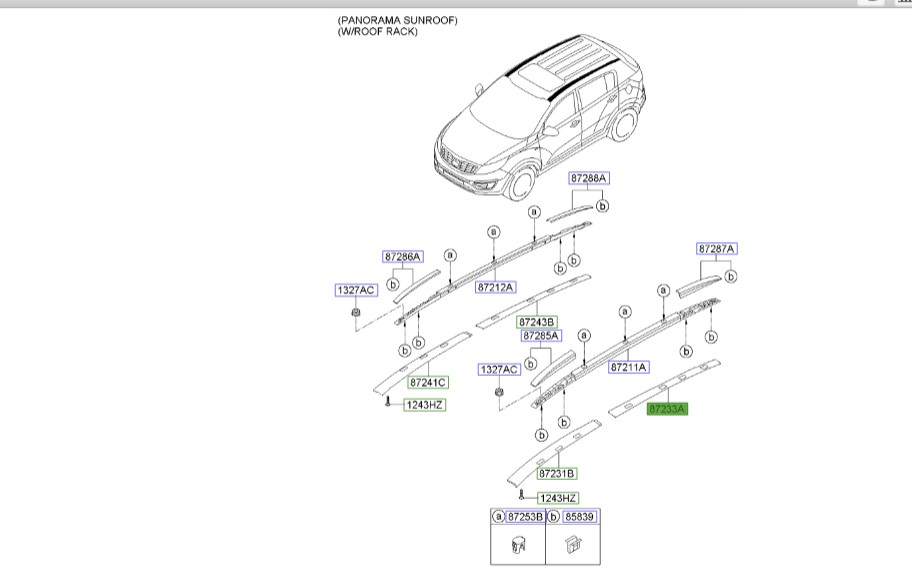 زه روی سقف عقب چپ اسپورتیج | Hyundai/KIA Genuine Parts | اسپورتیج SL مدل 2010 تا 2016