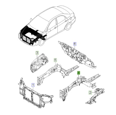 شاسی جلو چپ سراتو 2007 | Hyundai/KIA Genuine Parts | سراتو LD مدل 2007 تا 2009  646012F010