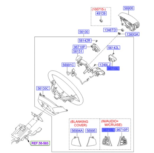 کلید روی فرمان راست Hyundai/KIA Genuine Parts – MOBIS    I30  967002L2504X