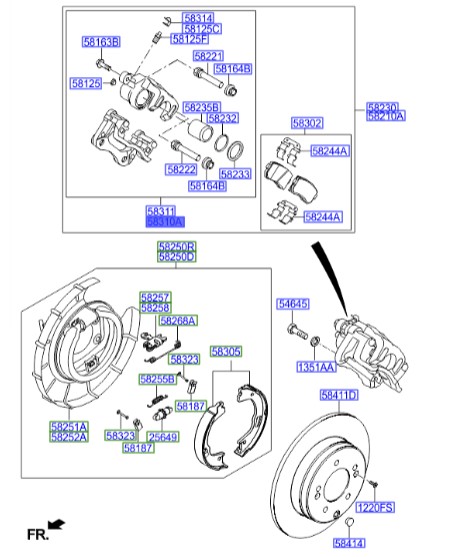 سیلندر گرنجور ترمز چرخ عقب چپ آزرا   Hyundai/KIA Genuine Parts – MOBIS  583103VA50