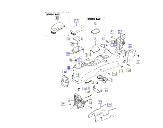کنسول وسط جلو اسپورتیج 2008 | Hyundai/KIA Genuine Parts | اسپورتیج KM مدل 2008 تا 2010
