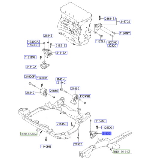 پایه دسته گیربکس | Hyundai/KIA Genuine Parts – Mobis | سراتو کوپه TD مدل 2010 تا 2013 – سراتو TD مدل 2010 سایپایی و وارداتی  218301M100