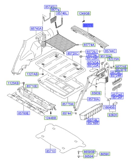 قاب روی قفل صندوق هیوندای توسان  Hyundai/KIA Genuine Parts – MOBIS  857702E001U7