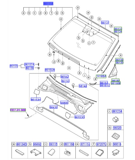 شیشه جلو Hyundai/KIA Genuine Parts – MOBIS  IX45  861112W000