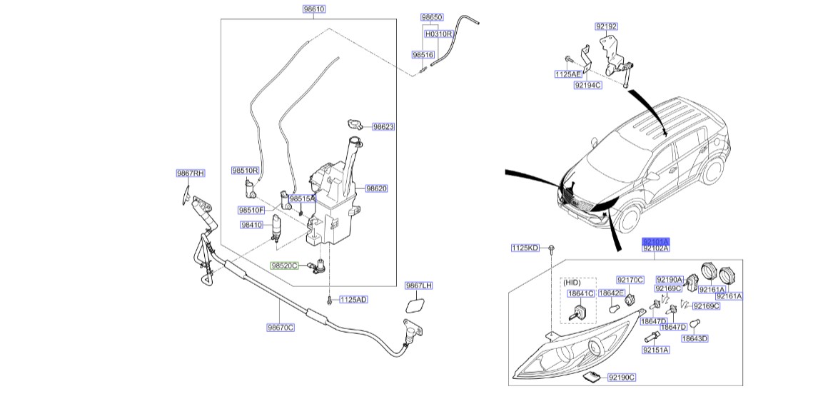 چراغ جلو چپ کیا اسپورتیج 2014 | Hyundai/KIA Genuine Parts – MOBIS | اسپورتیج SL مدل 2010 تا 2016