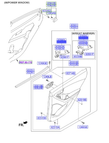 کلید شیشه بالابر عقب راست هیوندای النترا  Hyundai/KIA Genuine Parts – MOBIS   935803X031