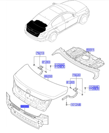 سینی بدنه عقب هیوندای جنسیس Hyundai/KIA Genuine Parts – MOBIS  691003M001