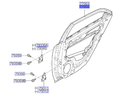 درب عقب راست کیا سراتو 2010 | Hyundai/KIA Genuine Parts | سراتو TD مدل 2010 سایپایی و وارداتی, سراتو کوپه TD مدل 2010 تا 2013  770041M011