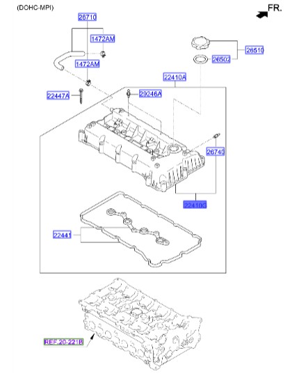 درب سوپاپ سانتافه Hyundai/KIA Genuine Parts – MOBIS   224102G700 