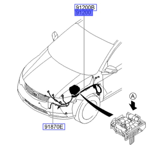 دسته سیم موتور کیا سراتو 2010 | Hyundai/KIA Genuine Parts | سراتو TD مدل ۲۰۱۰ سایپایی و وارداتی, سراتو کوپه TD مدل ۲۰۱۰ تا ۲۰۱۳  912531M770
