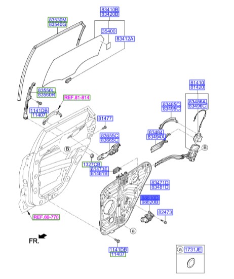 موتور شیشه بالابر عقب چپ توسان  Hyundai/KIA Genuine Parts – MOBIS   83450D3000 