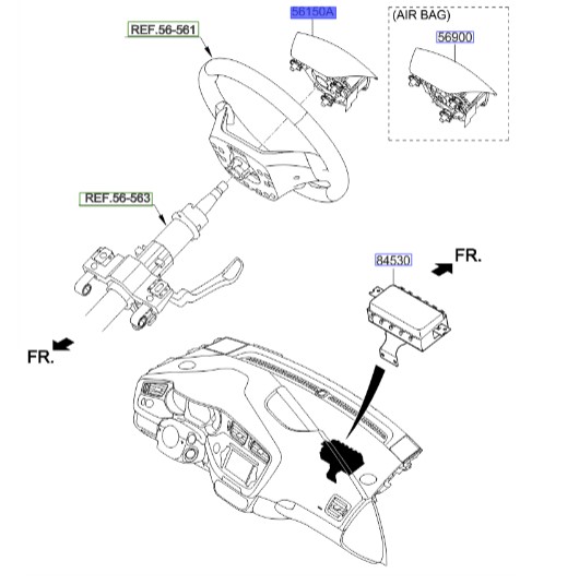 ایربگ فرمان سراتو 2014 | Hyundai/KIA Genuine Parts | سراتو YD مدل 2014 تا 2018 56150A7000WK 