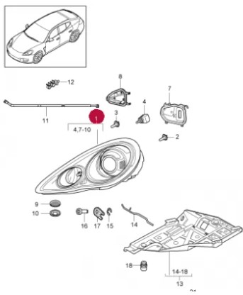 چراغ جلو سمت راست پورشه پانامرا اورجینال
