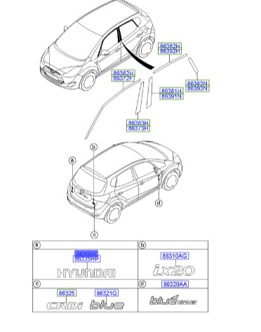 آرم HYUNDAI ix35 | لوگوی هیوندای | نشان HYUNDAI روی بدنه | Hyundai/KIA Genuine Parts – MOBIS | Hyundai ix35 مدل 2009 تا 2013 | 863102S020