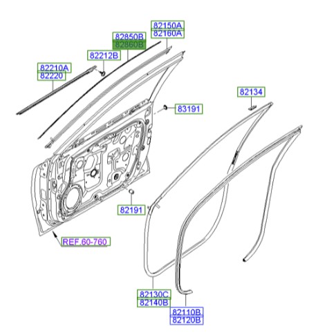 زه درب جلو راست آزرا  Hyundai/KIA Genuine Parts – MOBIS   828603L000 