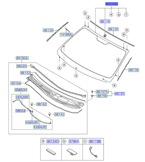 شیشه جلو هیوندای جنسیس_کوپه  Hyundai/KIA Genuine Parts – MOBIS    861102M030