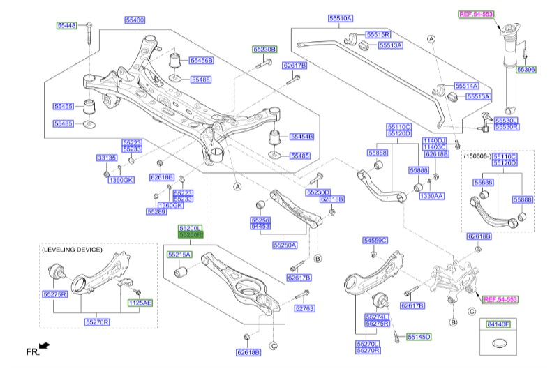 طبق زیر کمک عقب راست سوناتا  Hyundai/KIA Genuine Parts – MOBIS   55220C1100