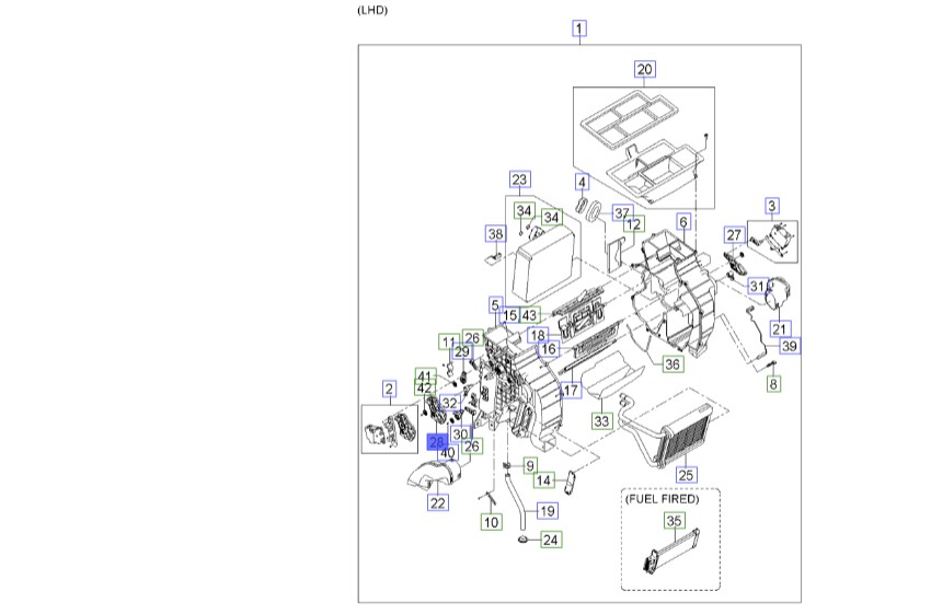 کنترلگر دریچه بخاری بالائی | Hyundai/KIA Genuine Parts – MOBIS | اسپورتیج KM مدل 2008 تا 2010