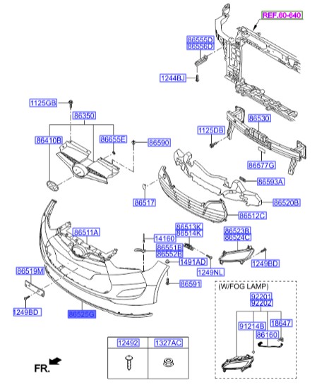 ریش سپر جلو هیوندای ولستر  Hyundai/KIA Genuine Parts – MOBIS   865252V510