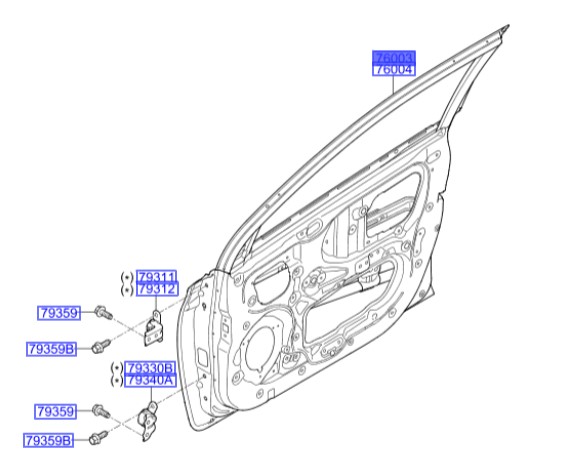 درب جلو چپ هیوندای Hyundai/KIA Genuine Parts – MOBIS  I20  76003C8000