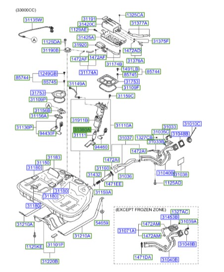 فشار شکن پمپ بنزین آزرا  Hyundai/KIA Genuine Parts – MOBIS   313803L000
