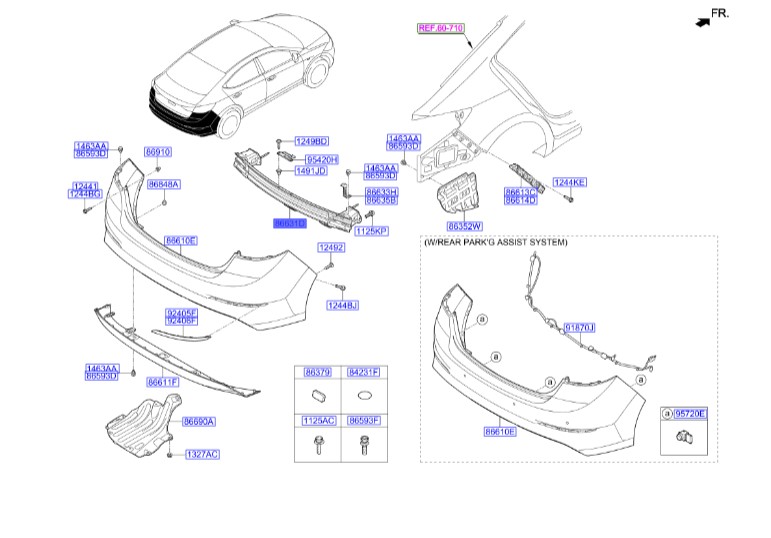 دیاق فلزی سپر عقب النترا  Hyundai/KIA Genuine Parts – MOBIS  86631F2030 