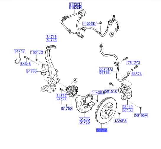 دیسک چرخ جلو سنتنیال Hyundai/KIA Genuine Parts – MOBIS  517123N000