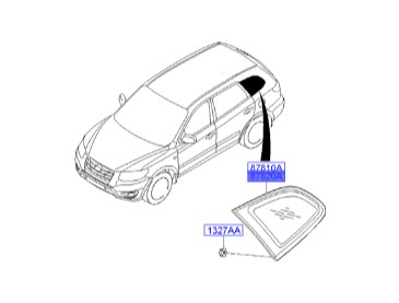 شیشه لچکی عقب راست سانتافه Hyundai/KIA Genuine Parts – MOBIS  878202B000