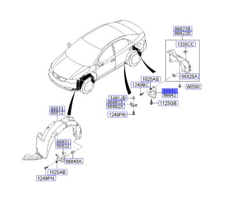 گل پخش کن عقب چپ سراتو کوپه TD | 868411M300 | Hyundai/KIA Genuine Parts – MOBIS