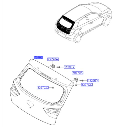 درب صندوق هیوندای Hyundai/KIA Genuine Parts – MOBIS  I20  73700C8000