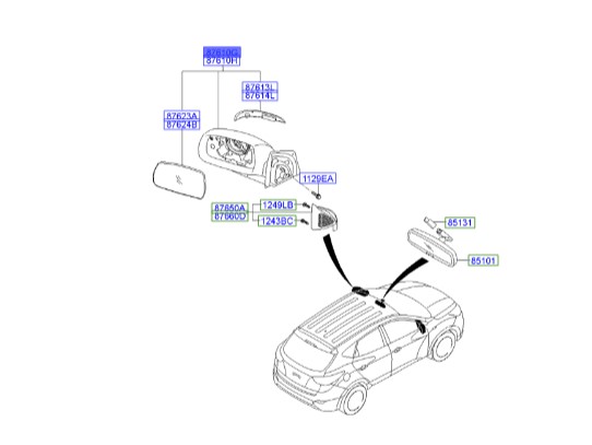 آینه راست هیوندای ix35 Genuine Parts | 876202S390