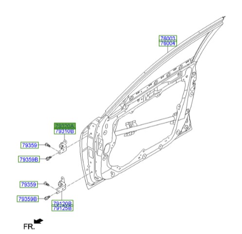 لولا درب جلو بالا راست جنسیس  Hyundai/KIA Genuine Parts – MOBIS   793203M000