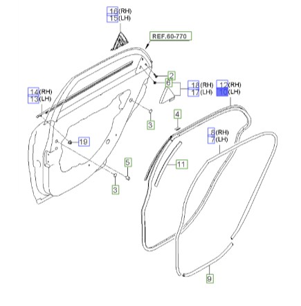 نوار روی درب عقب سراتو 2007 | نوار آب‌بندی درب عقب | Hyundai/KIA Genuine Parts – MOBIS | سراتو LD | 831302F000