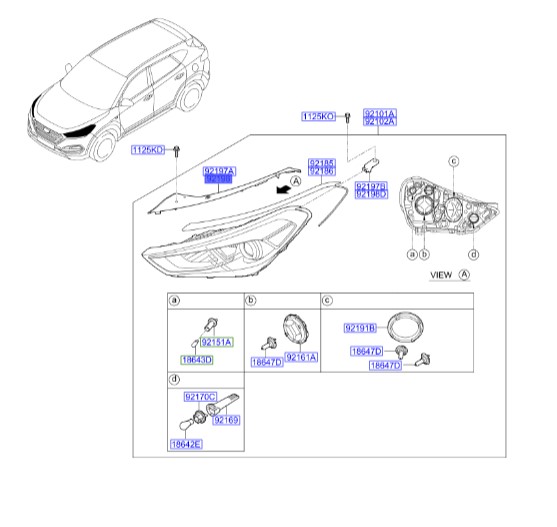 براکت - پایه نگهدارنده چراغ جلو (سمت راست) توسان 2015Hyundai/KIA Genuine Parts – MOBIS 92141d3000