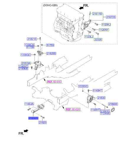دسته موتور زیر موتور Hyundai/KIA Genuine Parts – MOBIS IX45  219502W300 