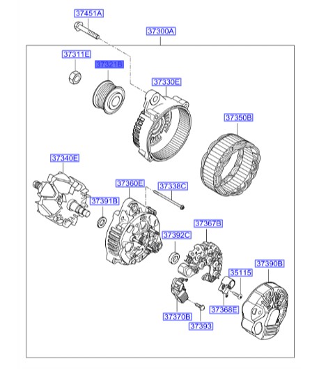 فولی سر دینام  آزرا  Hyundai/KIA Genuine Parts – MOBIS  373213C000 