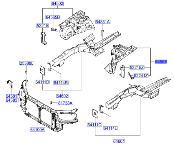 سینی کمک چپ آزرا  Hyundai/KIA Genuine Parts – MOBIS    645013L101
