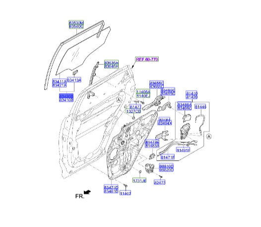 شیشه درب عقب راست Hyundai/KIA Genuine Parts – MOBIS  IX45  834202W010