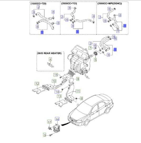 شیلنگ آب بخاری سراتو 2008 | Hyundai/KIA Genuine Parts | سراتو LD مدل 2007 تا 2009  973112F401