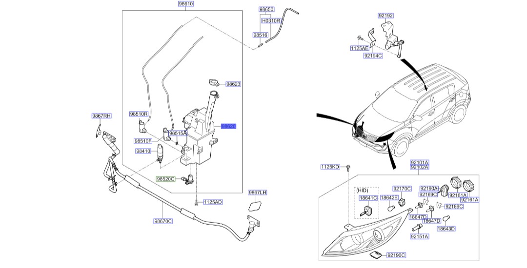 مخزن مایع شیشه شوی | Hyundai/KIA Genuine Parts – MOBIS | اسپورتیج SL مدل 2010 تا 2016