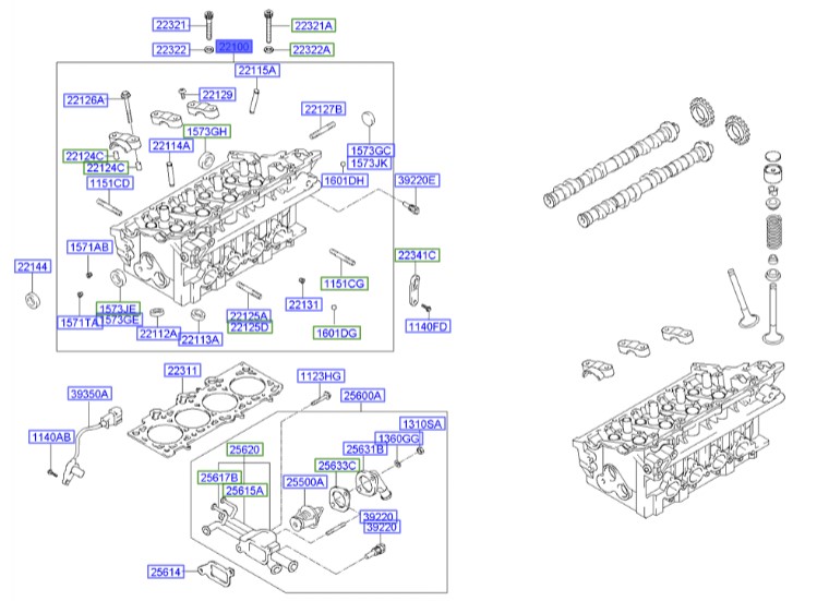 سر سیلندر I30 آوانته  Hyundai/KIA Genuine Parts – MOBIS  2210023760 