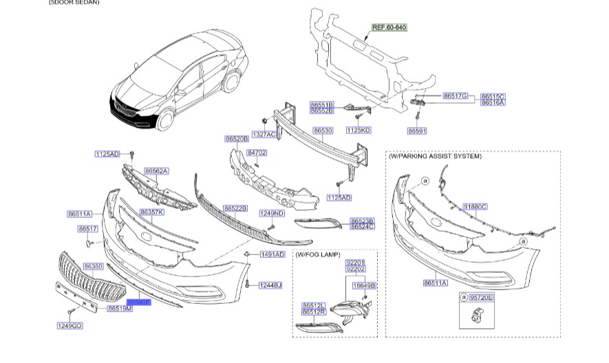 لیپ سپر سراتو 2014 | Hyundai/KIA Genuine Parts | سراتو YD مدل 2014 تا 2018   86590A7000