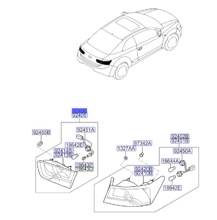 چراغ خطر روی درب صندوق راست سراتو 4درب (منطبق با سراتو سایپا) | Hyundai/KIA Genuine Parts – MOBIS | سراتو TD مدل 2010 سایپایی و وارداتی  924041M020